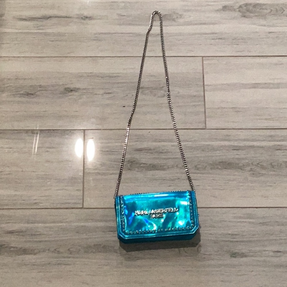 Karl Lagerkeld Metallic Blue Crossbody Bag